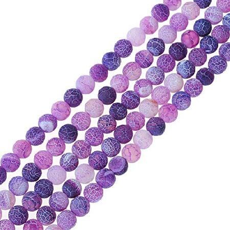 Natural Stone Beads 6mm Purple Frosted Gemstone Round Loose Beads Crystal Energy Stone Healing Power for Jewelry Making DIY,1 Strand 15