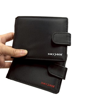 ~雪黛屋~SKYBOW 短夾二折主袋皮帶暗釦暗釦蓋式零錢外袋防水尼龍布加長尺寸固定證夾BSB007X720136