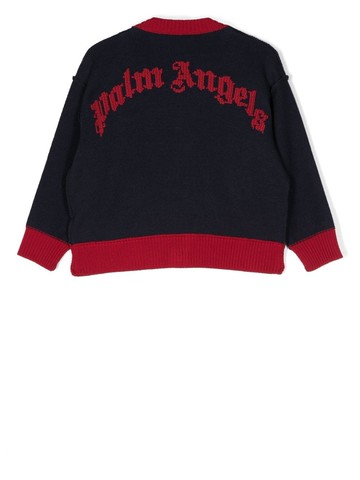 Palm Angels Kids - two-tone wool cardigan - kids - Virgin Wool - 10 yrs - Blue