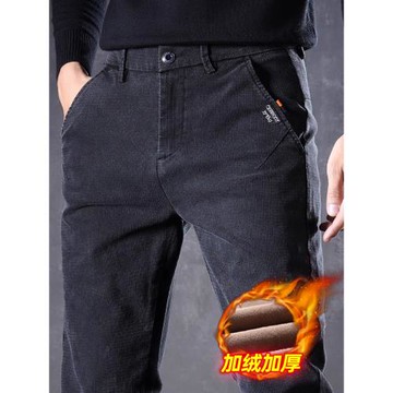 冬季黑色休閑褲男士寬松直筒長褲男生秋冬2026新款加絨加厚西裝褲