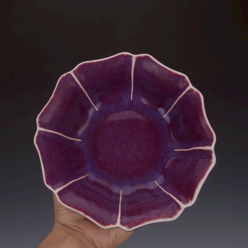 景德鎮廠貨瓷器玫瑰花八面多邊荷葉碗 仿建國瓷廠1972贈上海博物