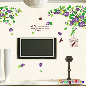 橘果設計 芙蓉花 紫 壁貼牆貼壁紙diy組合裝飾佈置 蝦皮商城 Line購物