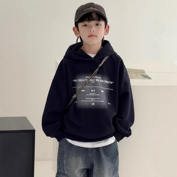 【中大男童】刷色字母印花圖案連帽上衣