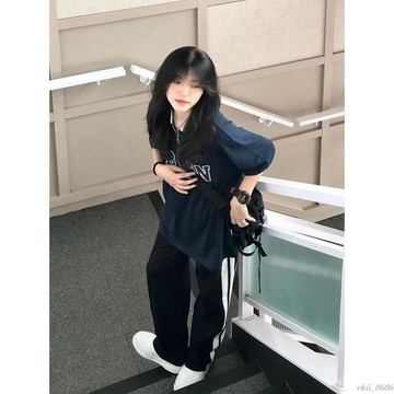 ✨U家女裝✨夏季韓版簡約英文拉鍊polo衫短袖上衣寬鬆短袖POLO領短袖立領上衣短袖t恤v領短袖女生上衣女生