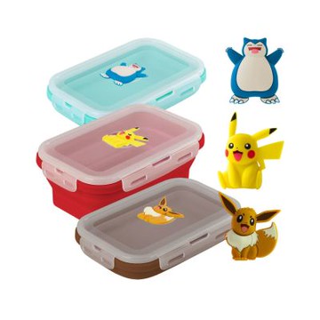 【Bone 蹦克】寶可夢款矽膠摺疊保鮮盒 800ml 可微波 矽膠保鮮盒 摺疊保鮮盒