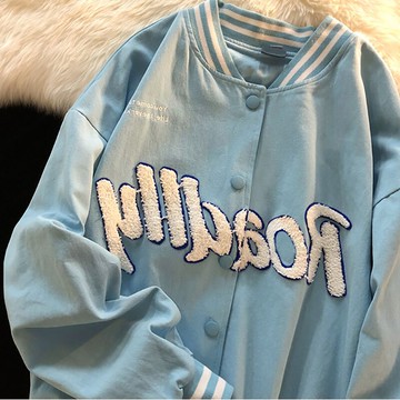 百搭鹽系炸街衛衣女春秋薄款年新款寬松美式復古外套棒球服潮