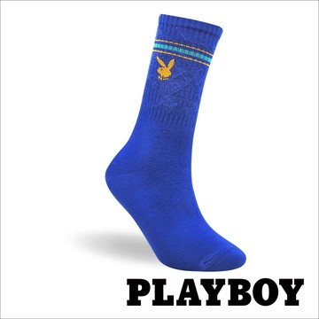 【襪款任選3雙$299、6雙$511】PLAYBOY 繽紛兔頭男中筒休閒襪-藍(BB3523)