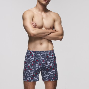 DADADO-愛在心裡 M-3L印花四角男內褲(灰) 天然絲光棉-吸濕排汗-GHQ411GY