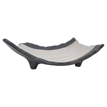 白間釉三足長皿 耐溫-30°C~100°C  白色 + 黑色  19 x 12.5 x 2cm  1個