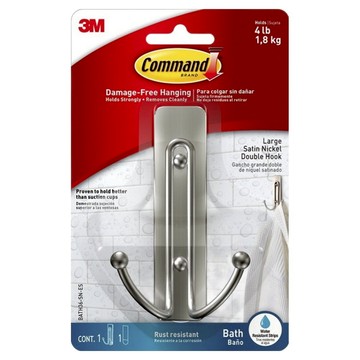 3M Command 無痕 金屬防水大型雙鉤  銀色  1個