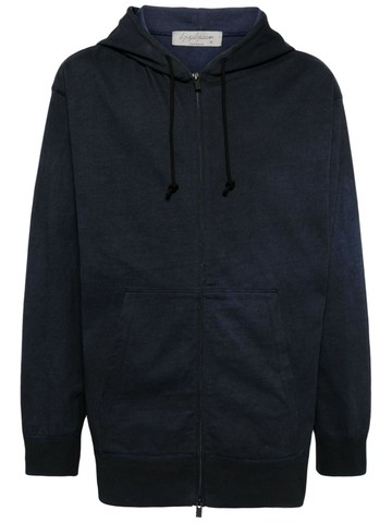 Yohji Yamamoto - zip-up cotton hoodie - men - Cotton - 3 - Blue