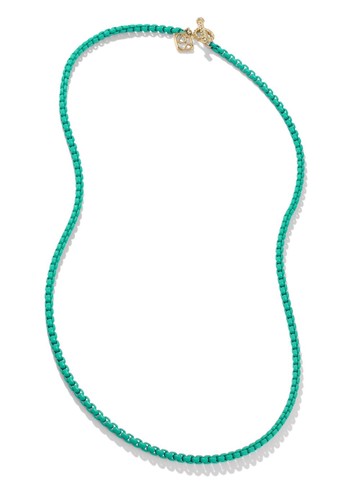 David Yurman - 14kt yellow gold and stainless steel DY Bel Aire box-chain necklace - women - stainless steel - One Size - Green