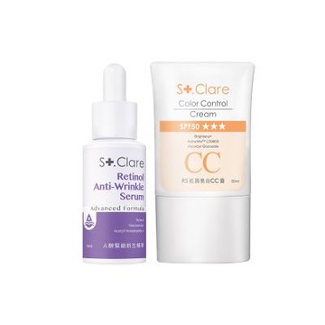 St.Clare聖克萊爾 A醇緊緻新生精華30ml+肌因亮白CC霜30ml(SPF50)