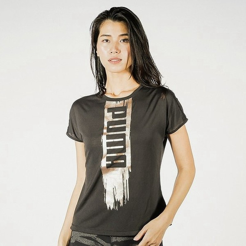 プーマ レディース フィットネス 半袖tシャツ A C E クルーtシャツ 11 ブラック ゴールド Puma 通販 Lineポイント最大0 5 Get Lineショッピング