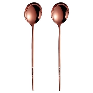 瑞典廚房 304不鏽鋼歐風西餐餐匙組/西式湯匙/餐具  玫瑰金  2支