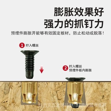 [24時熱賣]五金配件 M4鍍銅鉸鏈預埋件櫥櫃傢俱螺母加固鐵膨脹螺絲五金配件櫥櫃門 NDBI
