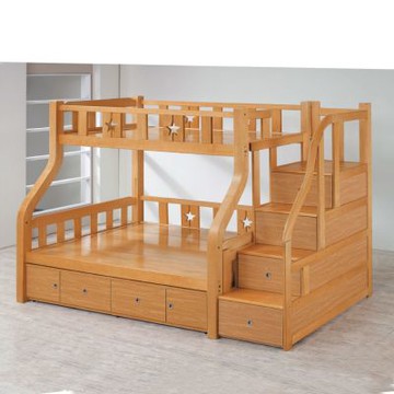 文創集 杜摩4尺單人多功能雙層高床台組合(四抽收納櫃＋四抽樓梯側櫃＋雙層床台)-258x130x180cm免組