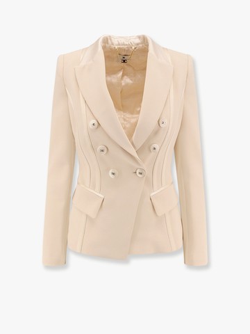 Essentials blazer with shoulder pads and covered buttons - ELISABETTA FRANCHI - gender_Woman