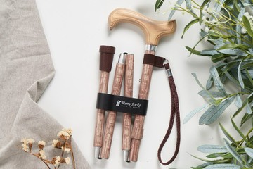 【實用與時尚兼具】天然木紋折疊手杖 - 玫瑰木 登山禮物
