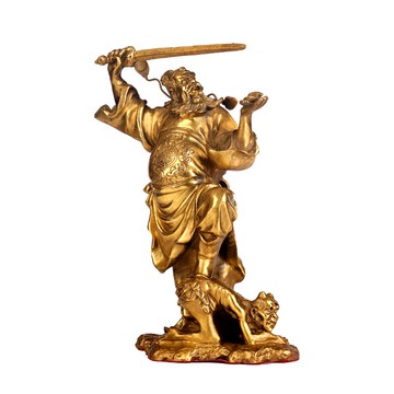 風水黃銅鐘馗擺件鐘馗人物佛像居家工藝品裝飾品銅器擺設