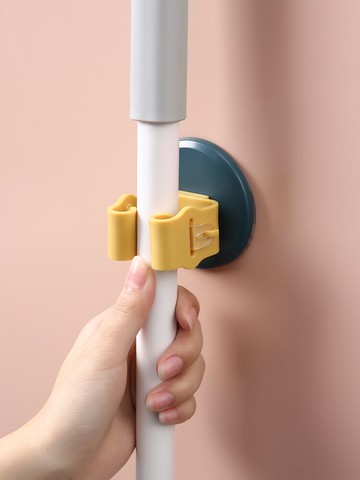 浴室免打孔拖把架吸壁無痕強力掛鉤衛生間墻面掛掃把夾子收納粘鉤