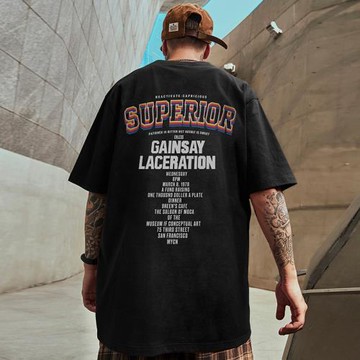 摩嚴美式復古T恤男潮流bf風休閑寬松純棉短袖潮牌加肥加大碼半袖