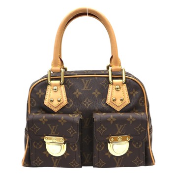 LOUIS VUITTON LV 路易威登 棕色 原花帆布 Manhattan PM 手提包 M40026 【二手名牌BRAND OFF】