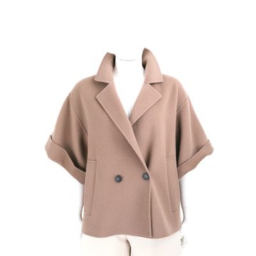 Max Mara-WEEKEND PERA 駝色五分袖雙釦純羊毛短版大衣 外套