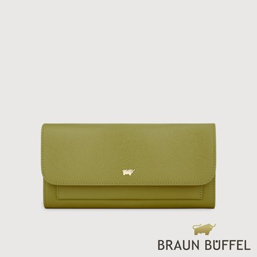 【BRAUN BUFFEL 德國小金牛】台灣總代理 潘-A 10卡兩折長夾-金橄欖色/BF869-631-GO