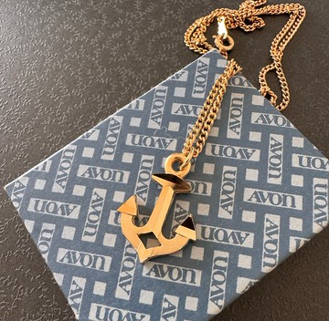 古董AVON金色船錨項鍊 原裝盒 N529