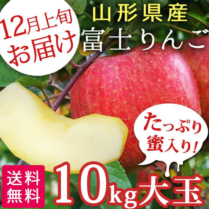 フルーツ りんご 10kg 大玉 贈答用 約36玉 ふじりんご 12月発送予定 山形県産 送料無料 蜜入り