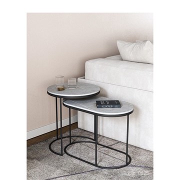 宅配免運/網紅客廳沙髮邊幾小戶型圓形巖闆角幾床頭置物架小茶幾組閤