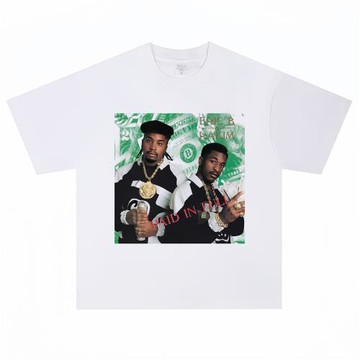 數碼直噴說唱組合Eric B. & Rakim搖滾印花T恤短袖寬松純棉重磅