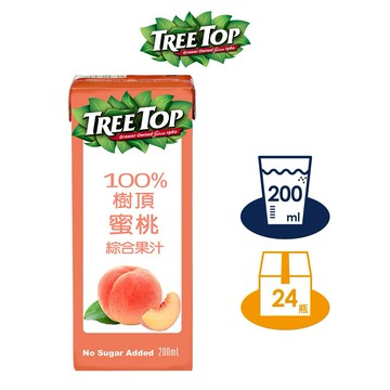 【快速出貨】【TREE TOP 樹頂】100%蜜桃綜合果汁 200mlx1箱 (共24入)
