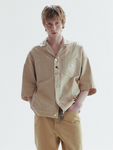 EMBROIDERY UTILITY SHIRT JACKET [BEIGE] (M)