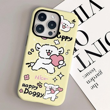 比心狗適用蘋果16pro手機套iphone15/14菲林13二閤一12硬殼11女款