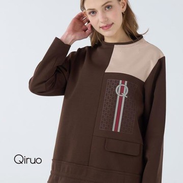 【Qiruo 奇若】秋冬專櫃長袖咖啡色造型上衣 6039A 休閒上衣