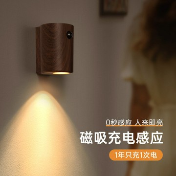 公司貨 開票 USB充電智能人體感應燈胡桃木紋氛圍燈磁吸壁燈入戶門射燈小夜燈 LPS AL9/20 快速出貨