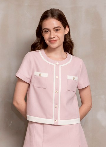 PY by perng yuh Exclusive-知微漫想配色兩穿式短版外罩衫