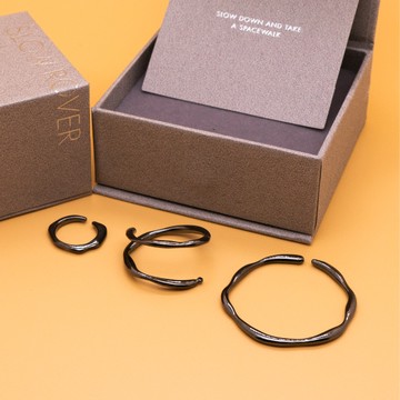 SLOW ROVER｜氣泡星雲 耳夾三件套(金、銀、黑三色) - 黑色