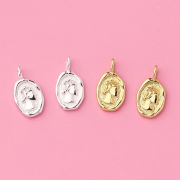 歐美流蘇女王頭像硬幣吊墜s925純銀實心羅馬幣手鏈項鏈掛件銀配件