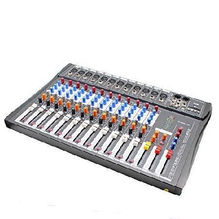 Fichiouy Professional Powered Mixer 12Channel, Power Mixing Amplifier Live Studio Audio Mixer Professional Mixing Console USB Sound Board (12-Channel