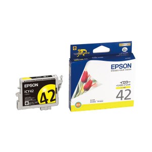 (まとめ) エプソン EPSON インクカートリッジ イエロー ICY42 1個  