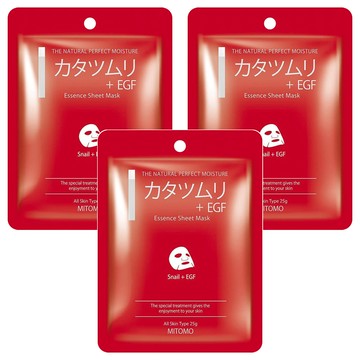 MITOMO 高效濃萃 賦活修護面膜 25g (蝸牛精華+EGF 深層滋養 提升彈性 保濕修護)  1入  3片