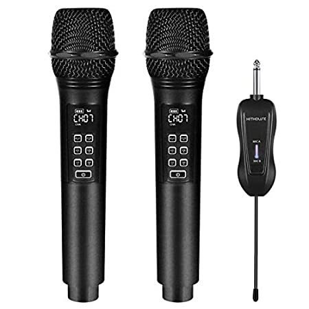 KITHOUSE K28 Rechargeable Wireless Microphone Karaoke Cordless Microphone with Volume ＆ Echo Control and Receiver, UHF Handheld Dynamic Microphone fo