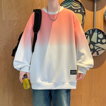 【HOT 本舖】男装春秋季新款男士衛衣休閒百搭青年帥氣長袖T恤漸變色大碼圓領衛衣男裝