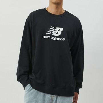 New Balance 男 黑色 運動 休閒 毛圈 上衣 大學T 長袖 MT41500BK