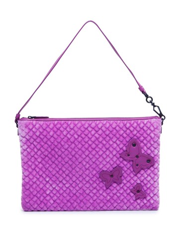 Bottega Veneta Pre-Owned - Intrecciato butterfly-appliqué shoulder bag - women - Cotton - One Size - Purple