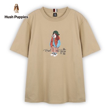 Hush Puppies T恤 男裝精緻美式休閒棒球帽狗印花寬版短袖T恤