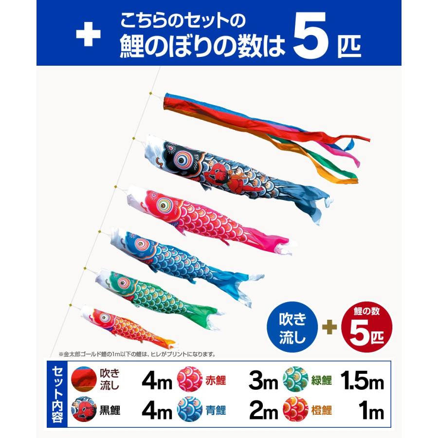 鯉のぼり 庭用 こいのぼり 徳永鯉のぼり 金太郎ゴールド鯉 4m 8点セット 鯉のぼり 庭用 ポール付属 ガーデンセット